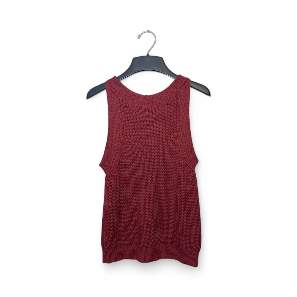 Blue Rain Knit Sleeveless Sweater Maroon Size M